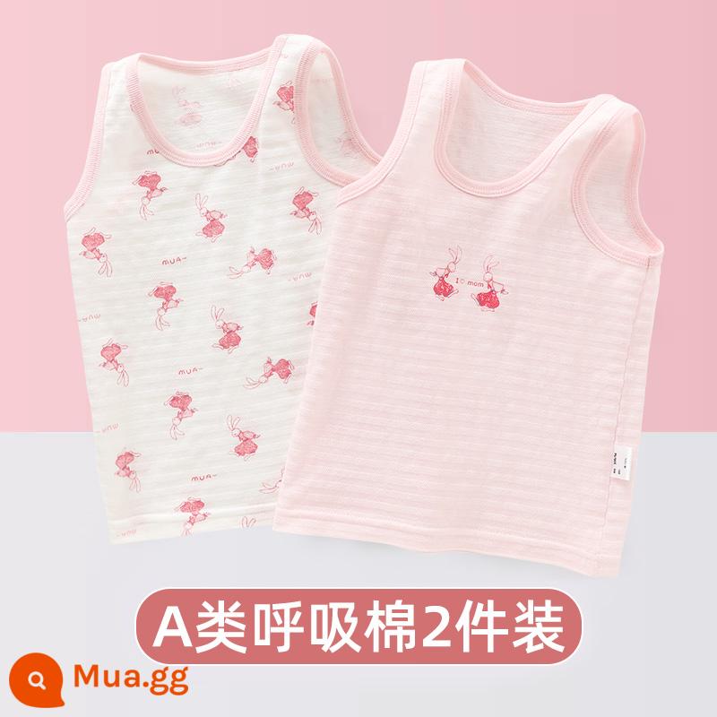 Áo Vest Trẻ Em Bé Gái Mặc Cotton Bé Gái Bé Gái Bé Gái Địu Nhỏ Trẻ Em Bé Gái Quần Lót Bé Gái Vest Nhỏ - Thỏ Nhảy - Bông Thở (2 Gói)