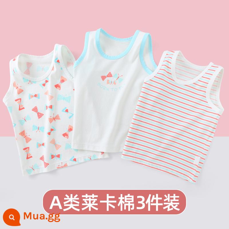 Áo Vest Trẻ Em Bé Gái Mặc Cotton Bé Gái Bé Gái Bé Gái Địu Nhỏ Trẻ Em Bé Gái Quần Lót Bé Gái Vest Nhỏ - Các loại nơ-cotton Lycra (3 chiếc)