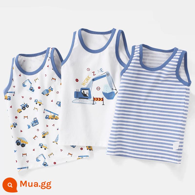 Áo Vest Trẻ Em Bé Trai Cotton Mặc Bên Trong Bé Trai Bé Trai Bé Trai Mùa Hè Vượt Rào Quần Lót Trẻ Em Áo Vest Nhỏ - Xe xúc lycra bông