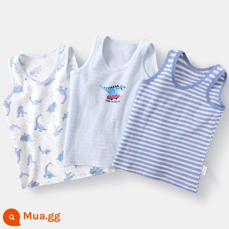 Áo Vest Trẻ Em Bé Trai Cotton Mặc Bên Trong Bé Trai Bé Trai Bé Trai Mùa Hè Vượt Rào Quần Lót Trẻ Em Áo Vest Nhỏ - Bông thở khủng long mới