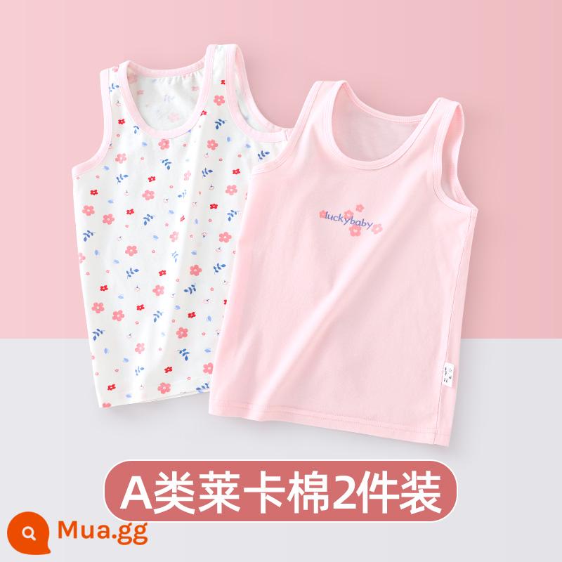 Áo Vest Trẻ Em Bé Gái Mặc Cotton Bé Gái Bé Gái Bé Gái Địu Nhỏ Trẻ Em Bé Gái Quần Lót Bé Gái Vest Nhỏ - Bông Huahua-Lycra (2 cái)