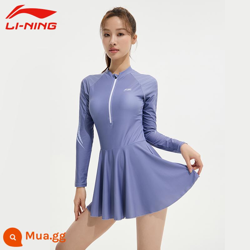 Đồ Bơi Li Ning Đầm Mùa Xuân Nữ 2022 Mới Phong Cách Bùng Nổ Cho Thấy Mỏng Che Béo Bụng Bé Gái Bảo Thủ Đồ Bơi - [084 Đồ bơi một mảnh dài tay màu xám tím] Liên hệ bộ phận chăm sóc khách hàng để nhận ưu đãi bất ngờ