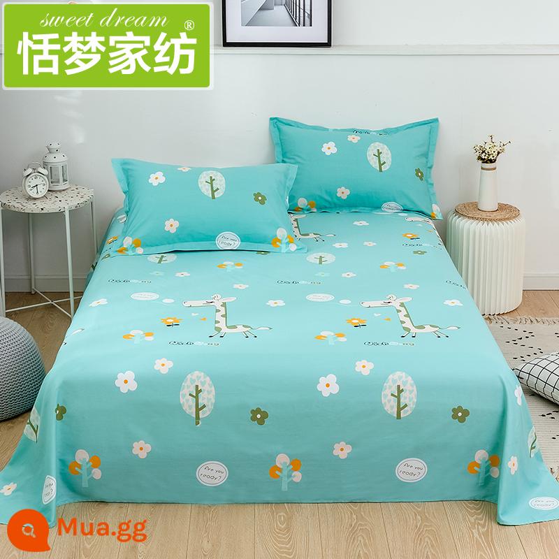 100% cotton ga trải giường đơn mảnh cotton nguyên chất ký túc xá sinh viên nam giường đôi dày 1,5 m chăn - Chú hươu dễ thương