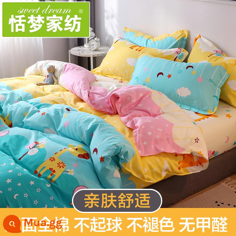 Vỏ chăn đơn cotton 150x200 ký túc xá sinh viên 1.5 mét đơn 200x230 đôi vỏ chăn 100 cotton mùa đông - Công viên động vật