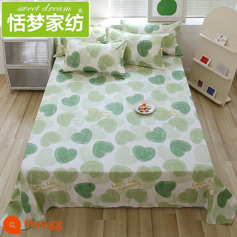 100% cotton ga trải giường đơn mảnh cotton nguyên chất ký túc xá sinh viên nam giường đôi dày 1,5 m chăn - Annie Hãy cẩn thận-Green