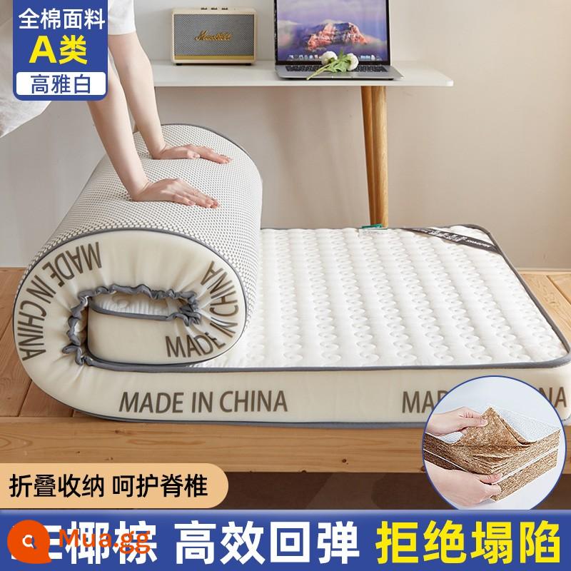 Cọ dừa nệm cứng thảm ký túc xá sinh viên đơn dày đệm cao su 90x190 gấp tatami nệm miếng lót - Màu trắng sang trọng [bản dày 10cm]