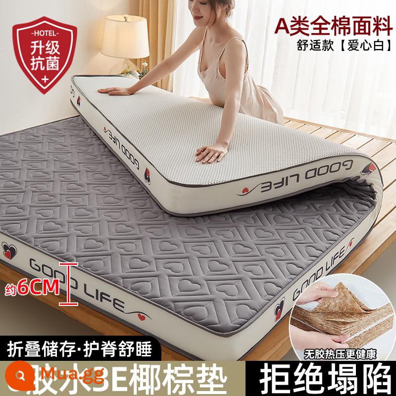 Cọ dừa nệm mềm pad cứng pad cao su nhà dày ký túc xá sinh viên duy nhất cho thuê đặc biệt tatami miếng bọt biển pad - Nâng cấp màu xám kháng khuẩn và chống mạt yêu [kiểu thoải mái 6cm]