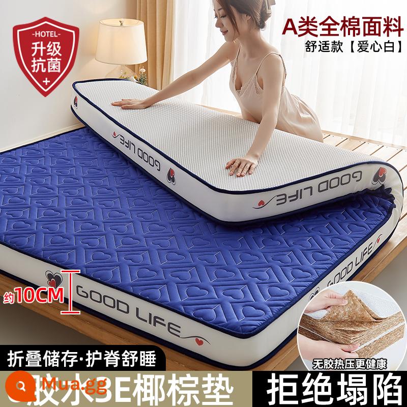 Cọ dừa nệm mềm pad cứng pad cao su nhà dày ký túc xá sinh viên duy nhất cho thuê đặc biệt tatami miếng bọt biển pad - Nâng cấp màu xanh kháng khuẩn và chống mạt tình [bản dày 10cm]