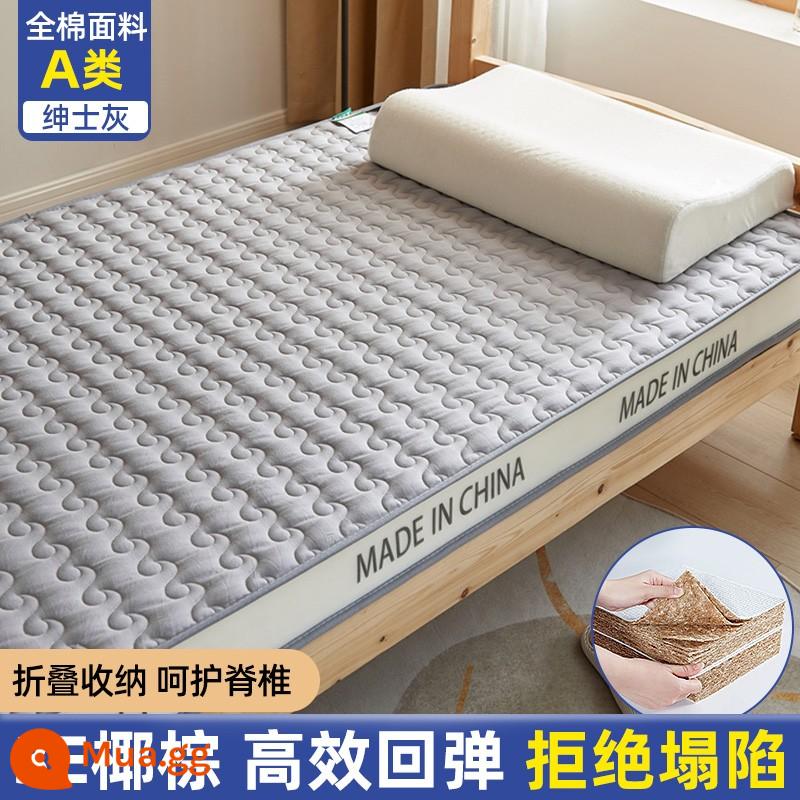 Cọ dừa nệm cứng thảm ký túc xá sinh viên đơn dày đệm cao su 90x190 gấp tatami nệm miếng lót - Màu xám quý ông mới [Phong cách thoải mái 6cm]