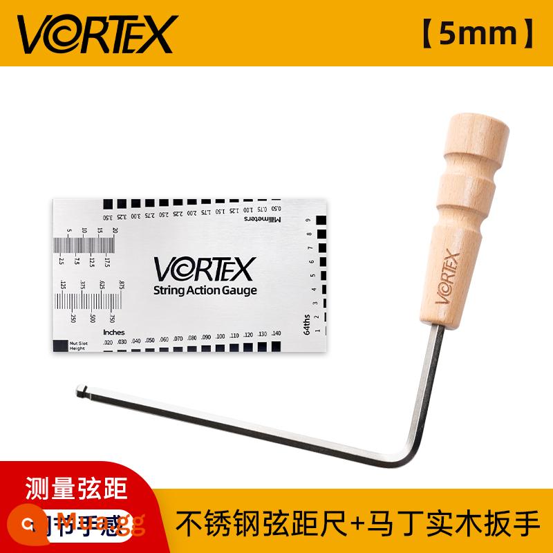 VORTEX Dây Đàn Guitar Đo Khoảng Cách Thước Bass Cổ Điển Đàn Guitar Điện Điều Chỉnh Cổ Cờ Lê Dây Chiều Cao Thước Kẹp Dụng Cụ Thước - Thước dây thép không gỉ + Cờ lê tay cầm gỗ nguyên khối Martin [5mm]