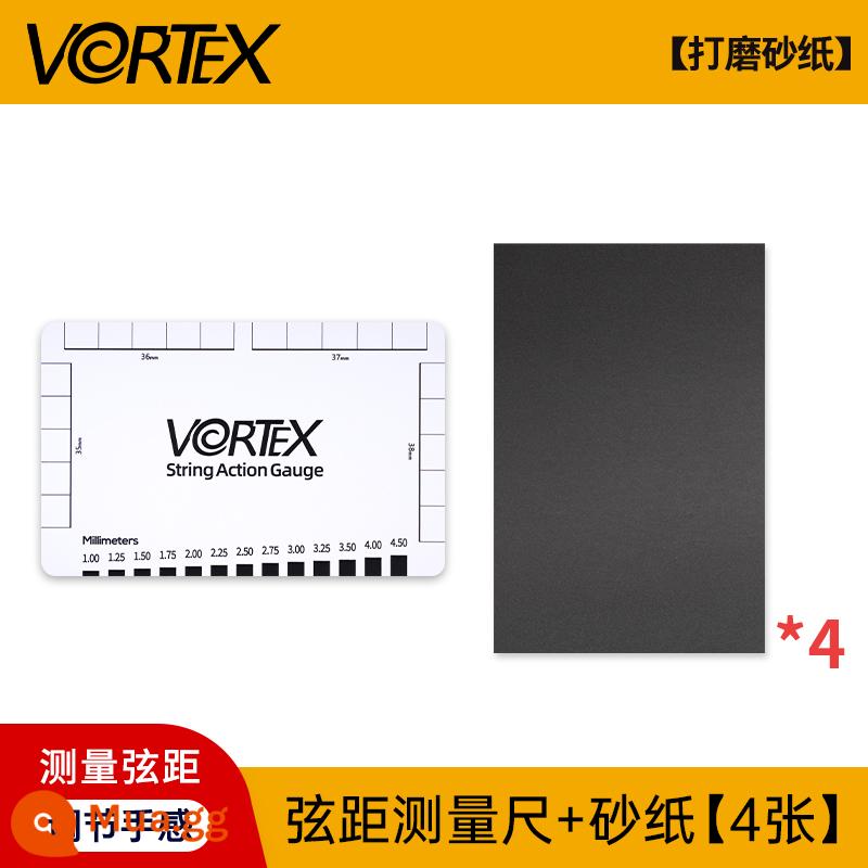 VORTEX Dây Đàn Guitar Đo Khoảng Cách Thước Bass Cổ Điển Đàn Guitar Điện Điều Chỉnh Cổ Cờ Lê Dây Chiều Cao Thước Kẹp Dụng Cụ Thước - Thước dây nhựa + 4 tờ giấy nhám