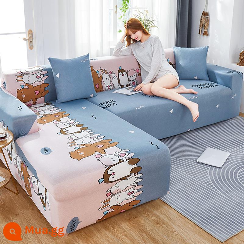 Nanjiren Lụa Sữa Thun Ghế Sofa Tất Cả Bao Gồm Đa Năng Chống Mèo Xước Chống Trơn Trượt Ghế Sofa Đa Năng Bọc Vải - thế giới hạnh phúc