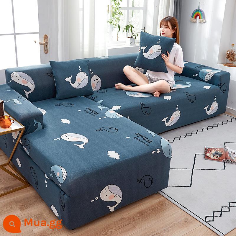 Nanjiren Lụa Sữa Thun Ghế Sofa Tất Cả Bao Gồm Đa Năng Chống Mèo Xước Chống Trơn Trượt Ghế Sofa Đa Năng Bọc Vải - biển xanh