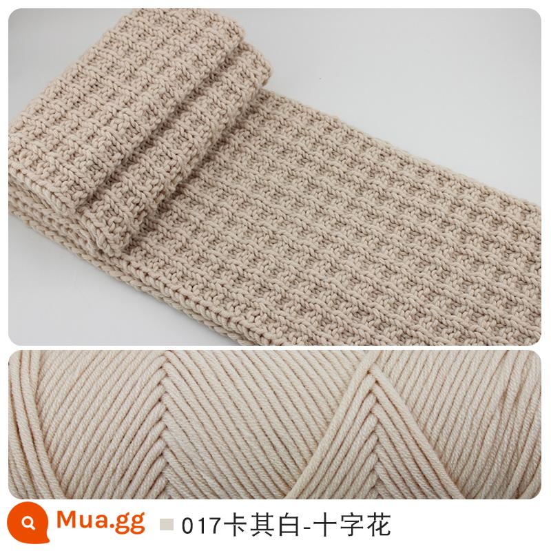 Khăn Sợi Dệt Tay DIY Tự Dệt Sợi Len Dày Bóng Người Yêu Khăn Cotton Chất Liệu Sợi Gói Quà Tặng Cho Bạn Trai bạn Gái - Kaki trắng 4 quả bóng + dụng cụ + miếng dán gấu