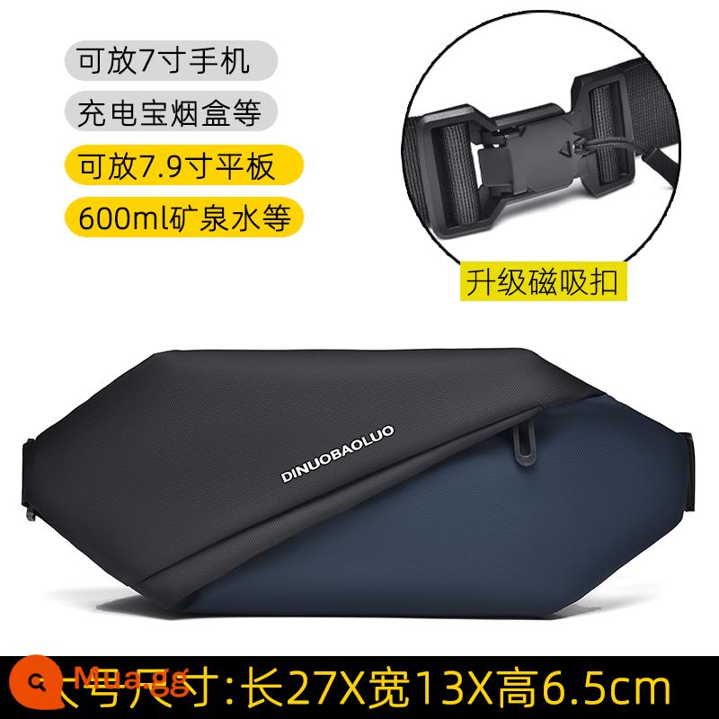 Túi đeo trước ngực nam, túi đeo chéo, túi đựng điện thoại, túi nhỏ, túi đeo chéo, túi đeo thắt lưng, túi đeo vai, túi thời trang, ba lô, túi đeo chéo, túi xách nam - Khóa từ kích thước lớn màu đen và xanh nâng cấp