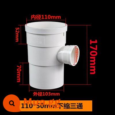 PVC50 miếng chèn bên trong và bên ngoài 75 tee 110 bó giữa và dưới miệng ống thoát nước khớp nối ống thoát nước có đường kính thay đổi 160 tee xiên - Tee hạ thấp 110*50