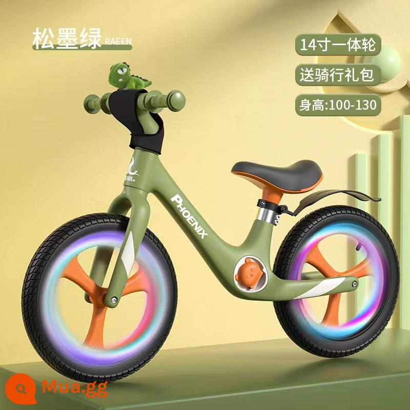 Xe thăng bằng trẻ em Phoenix không bàn đạp 1-3-6 tuổi xe trượt scooter cho bé 12 xe đạp - Model đèn 14 inch xanh matcha + ốp bảo vệ tay lái + đèn flash