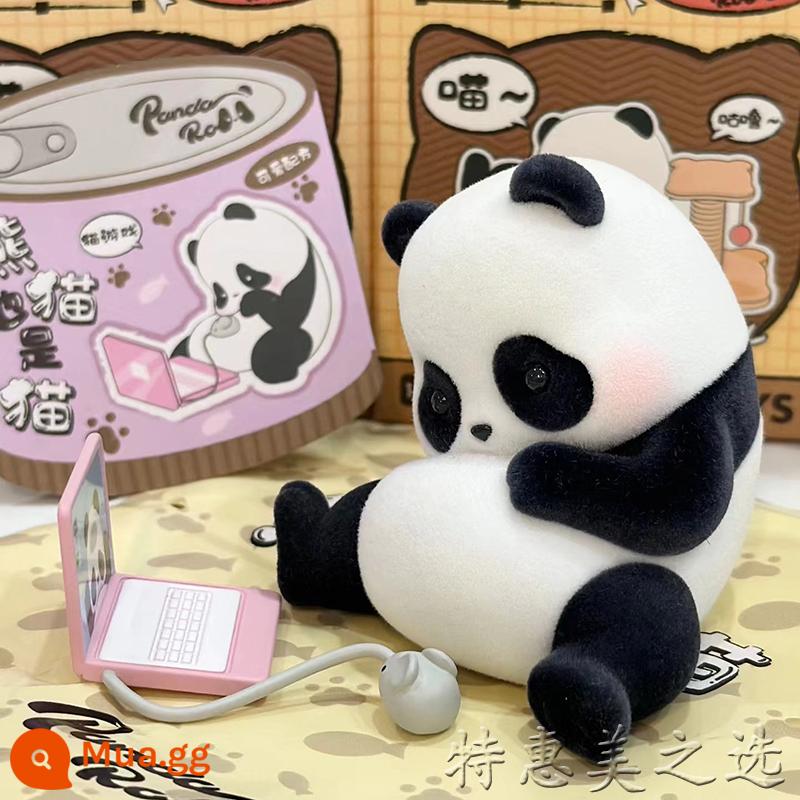 Panda Roll Panda Mẫu giáo Blind Box Panda Rolling Series Trọn bộ trang trí mô hình quả bom thứ hai hàng ngày - Mô hình được chỉ định-Trò chơi mèo (mở hộp nhưng không có túi)