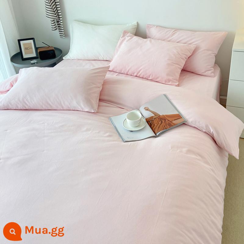 Cotton dày chải vỏ chăn đơn mảnh đơn 1.5 đôi 200x230 vỏ chăn màu cotton 4 mảnh mùa đông - Bột bong bóng [bông chải dày]