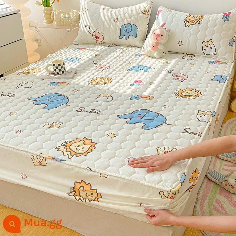 Tấm ga trải giường không thấm nước loại A tấm trải giường bằng cotton nguyên chất không thấm nước tiểu một mảnh 100 tấm trải giường chần bông túi đệm giường bốn mùa phổ quát - Mẫu chần bông kiểu Zoo [100% cotton + vải không thấm nước]