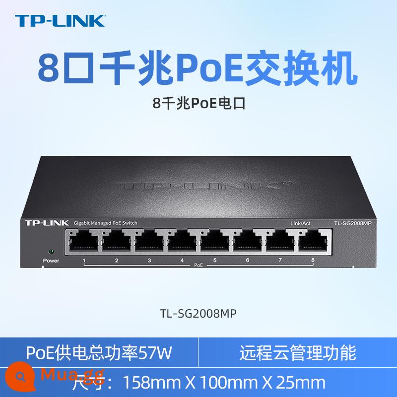 Bộ chuyển mạch gigabit TP-LINK cấp nguồn POE 4 cổng 5 cổng 8 cổng 16 cổng 24 cổng đường dây mở rộng mạng tuyến đường mạng shunt tplink giám sát sợi quang Ethernet 100M chuyên dụng năm cổng - [8 cổng Gigabit] Switch quản lý đám mây POE SG2008MP