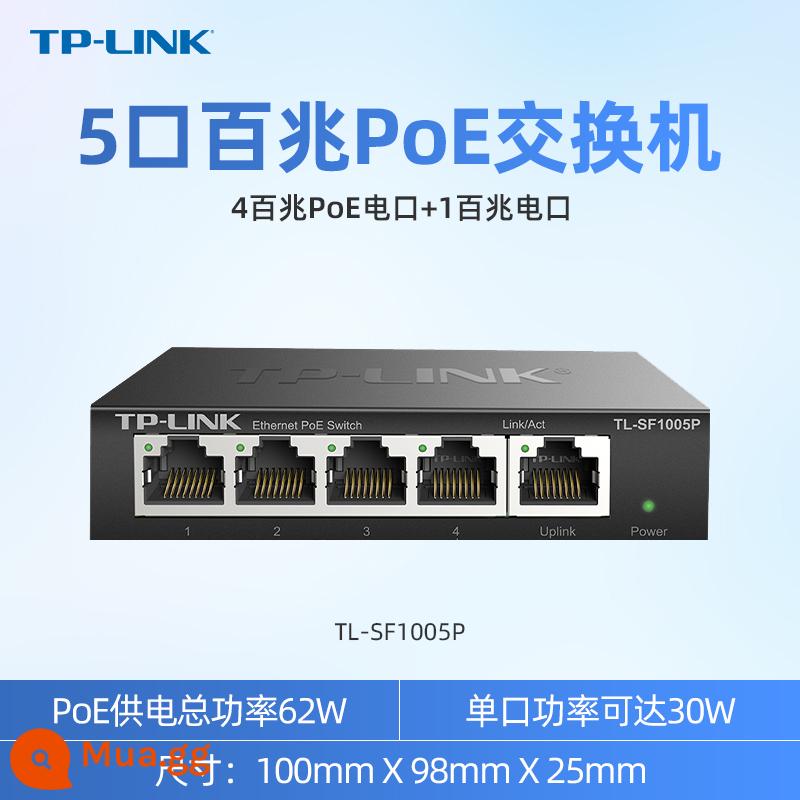 Bộ chuyển mạch gigabit TP-LINK cấp nguồn POE 4 cổng 5 cổng 8 cổng 16 cổng 24 cổng đường dây mở rộng mạng tuyến đường mạng shunt tplink giám sát sợi quang Ethernet 100M chuyên dụng năm cổng - [5 cổng 100M] Switch POE SF1005P