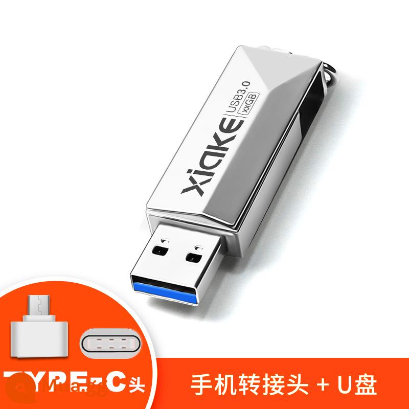 Ổ đĩa flash Charco chính thức hàng đầu cửa hàng xác thực 64g dung lượng lớn USB3.0 tốc độ cao điện thoại di động máy tính sử dụng kép ổ đĩa flash USB tùy chỉnh - Bạc [đầu loại c]