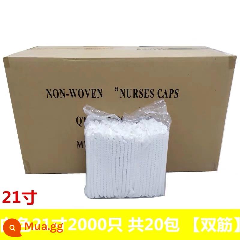 2000 Chiếc Dùng Một Lần Nón Không Dệt Trùm Đầu Dải Nón Chống Bụi Lưới Nón Hội Thảo Thực Phẩm Bảo Hiểm Lao Động Mũ Nấm - Sườn đôi trắng 21 inch 2000 miếng