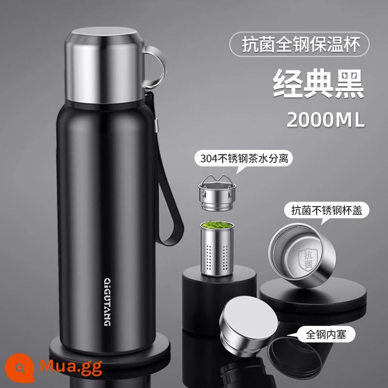 Cốc cách nhiệt nam công suất lớn toàn thép 316 inox 304 tách trà tách nước tách trà cốc nước - Business Black 2000ml Tay cầm nâng cấp-Dung tích lớn