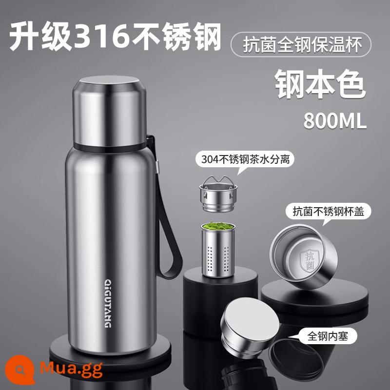 Cốc cách nhiệt nam công suất lớn toàn thép 316 inox 304 tách trà tách nước tách trà cốc nước - [Thép không gỉ 316 kháng khuẩn] Steel True Color 800ml