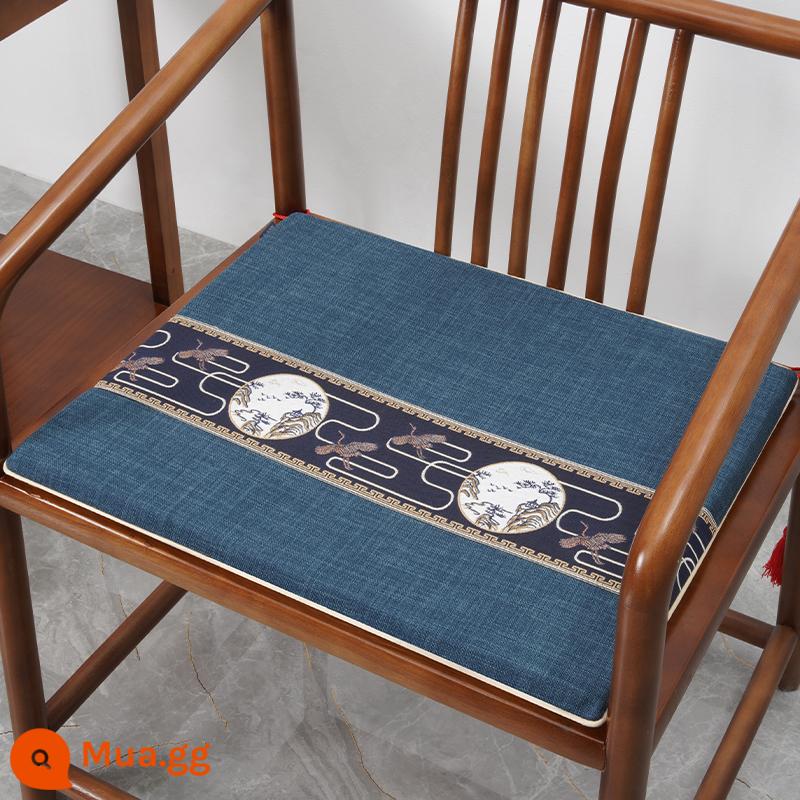 Ghế vòng tròn của Trung Quốc -Phong cách áo sơ mi Gahogany Tea Bàn Sofa Hat chính thức Ghế Tai Master Ghế Padding Solid Wood Fart Ghế Ghế đệm - Xiangyun Ruihe-blue [model chống nước nâng cấp] [ống đơn]