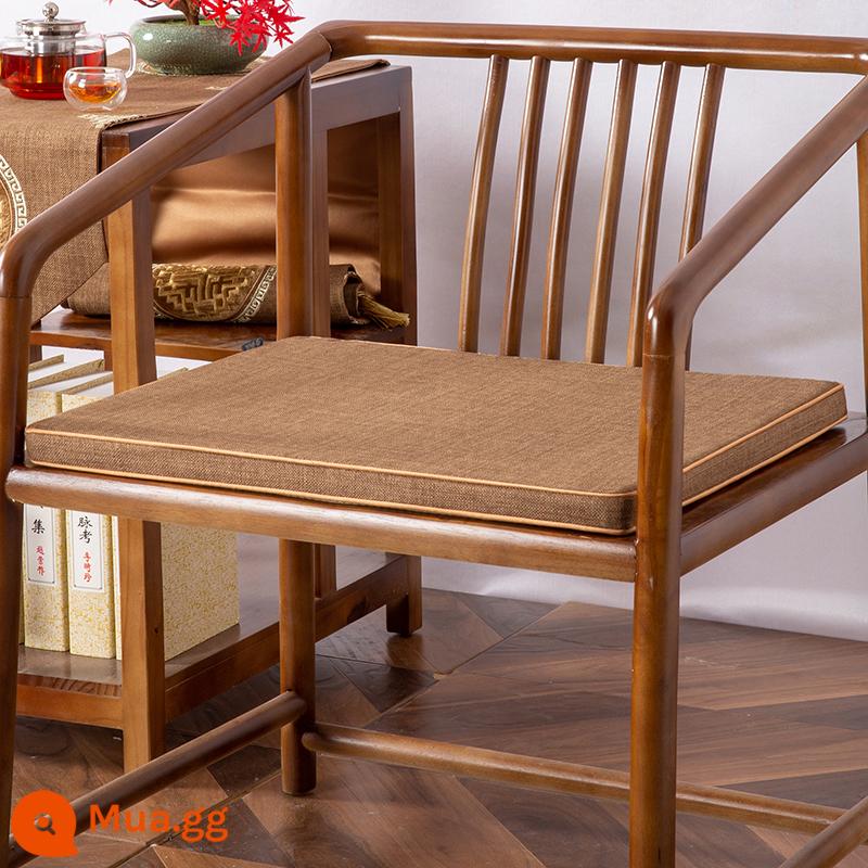 Ghế vòng tròn của Trung Quốc -Phong cách áo sơ mi Gahogany Tea Bàn Sofa Hat chính thức Ghế Tai Master Ghế Padding Solid Wood Fart Ghế Ghế đệm - Dệt trơn - màu cà phê [[mẫu chống nước nâng cấp] [cạnh ba chiều]