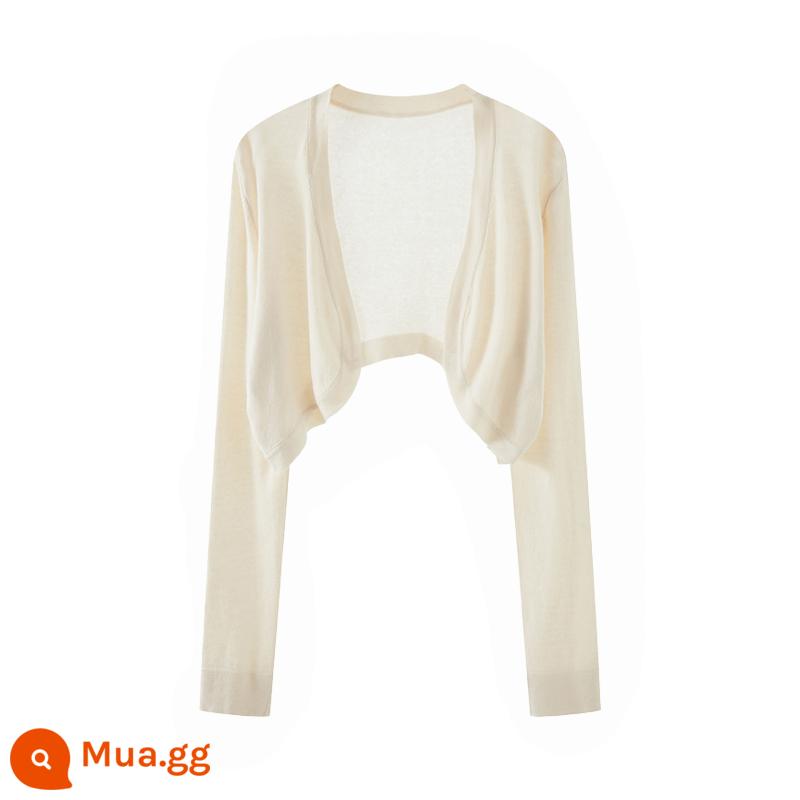 Kem Chống Nắng Mùa Hè Nhỏ Hình Ngắn Sườn Xám Với Chân Váy Treo Khăn Choàng Nữ Dệt Kim Mỏng Cardigan Áo Khoác Áo - quả mơ