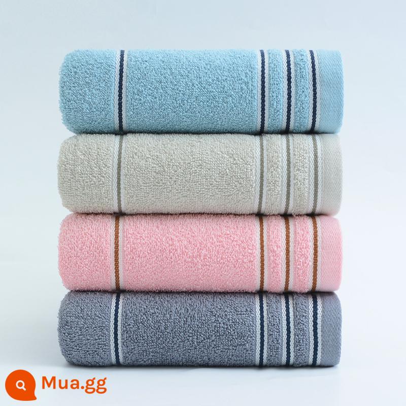 Khăn Jie Liya Khăn mặt cotton nguyên chất gia dụng dành cho nam và nữ Khăn mặt đôi Khăn tắm cotton nguyên chất dành cho người lớn thấm nước và không đổ xơ - Đỏ xanh xám xám đen [gói 4 cái] 100% cotton