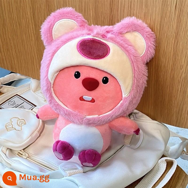 Phiên bản Hàn Quốc của Little Beaver Ruby búp bê điên rồ dễ thương búp bê sang trọng gối cô gái quà tặng loppy mù hộp xác thực - Hải ly gấu dâu [Hải ly + Mũ trùm đầu gấu dâu]