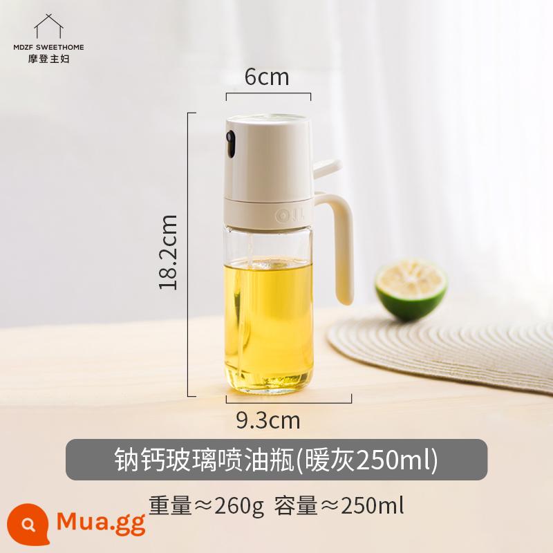 Bà nội trợ hiện đại xịt xuống chai xịt dầu kép gia đình chai gia vị chống rò rỉ bình dầu nồi thủy tinh nhà bếp chai xịt dầu - Chai xịt dầu cơ bản màu xám ấm 250ml [ly soda-vôi dày]