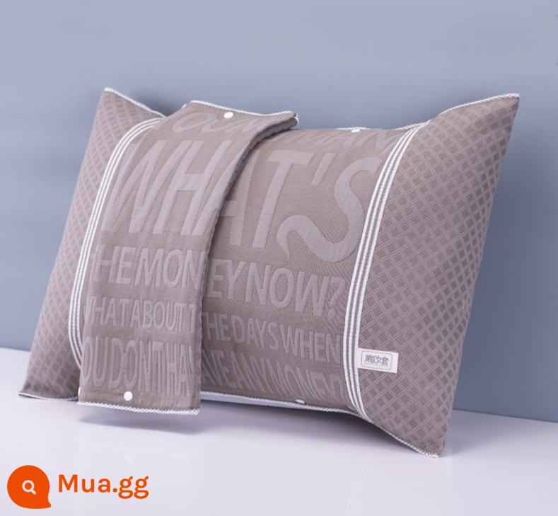 Một cặp chăn ga gối cotton khăn che gối khăn đầu cao cấp Châu Âu cặp đôi đơn ga gối khăn bông khăn che khăn - Một cặp tro lá chết Bede