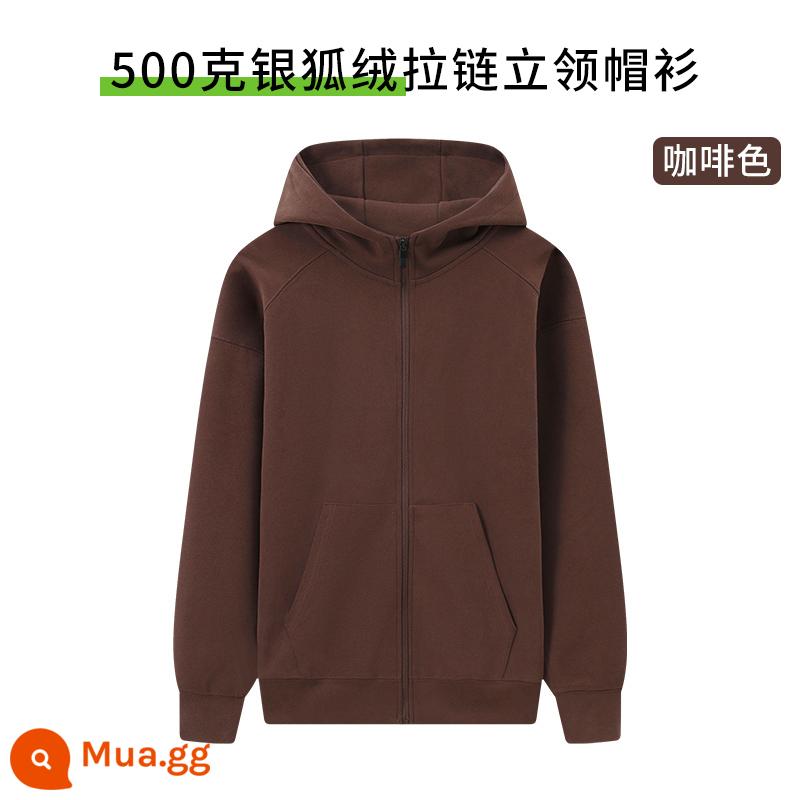 Hoodie tùy chỉnh in logo dày đồng phục bóng chày làm việc quần áo bông tự làm nhóm xây dựng đảng lớp quần áo áo khoác - Kiểu 6-Nâu