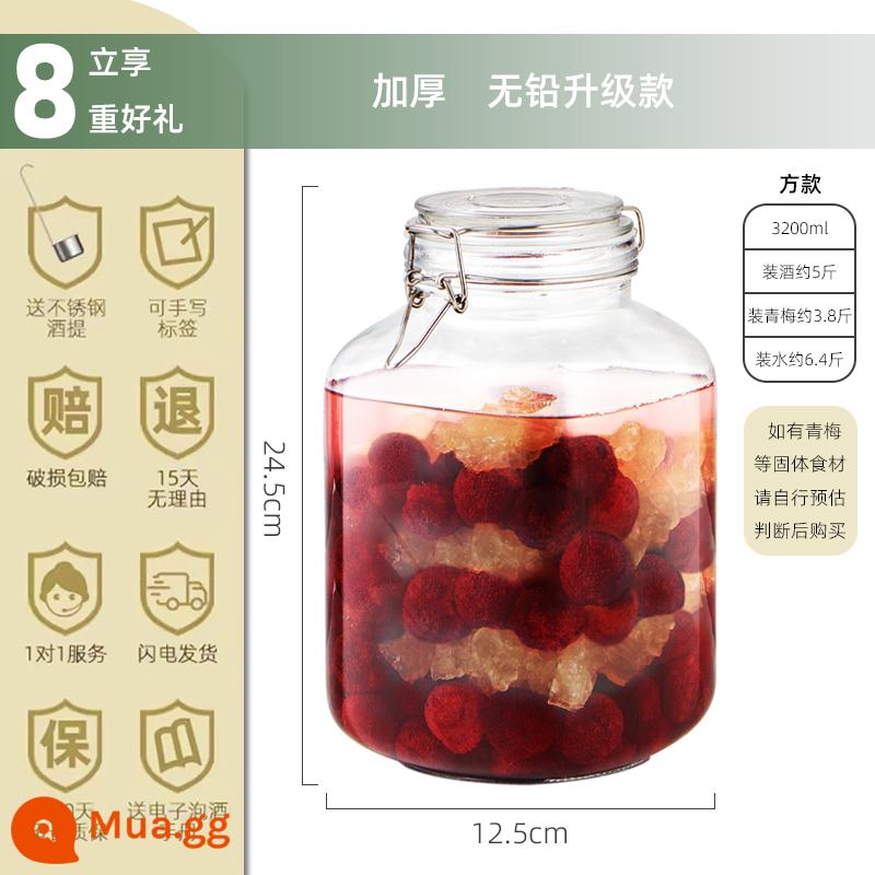 Thủy tinh bể kín bong bóng chai rượu màu xanh mận trái cây chai rượu bể rượu bayberry thùng rượu rỗng chai bàn thờ rượu thùng lưu trữ tự chế - 6,4 catties vuông một mảnh [giao rượu miễn phí]