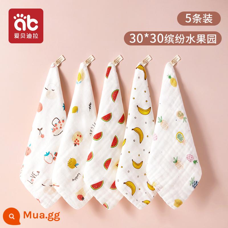 Khăn lau nước bọt cho bé sơ sinh cotton nguyên chất siêu mềm khăn vuông nhỏ cho bé khăn mặt đặc biệt sản phẩm dành cho trẻ em khăn gạc - [5 dải in mật độ cao] (Colorful Orchard) 6 lớp 30 * 30cm