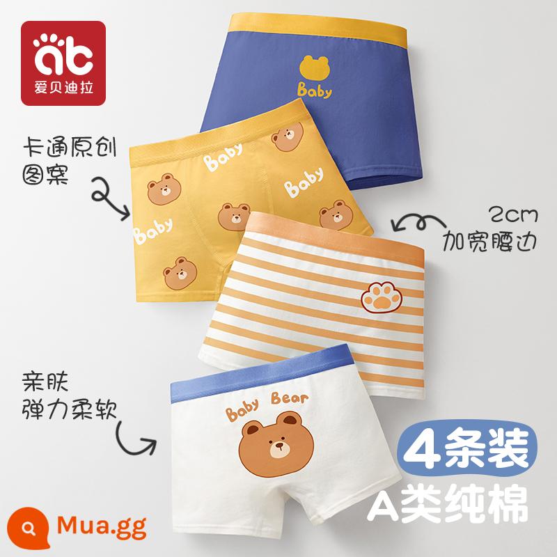 Quần lót bé trai, quần đùi trẻ em cotton nguyên chất, 100% cotton, quần đùi bé trai big size an toàn không pp - Gói Bell Bear-4