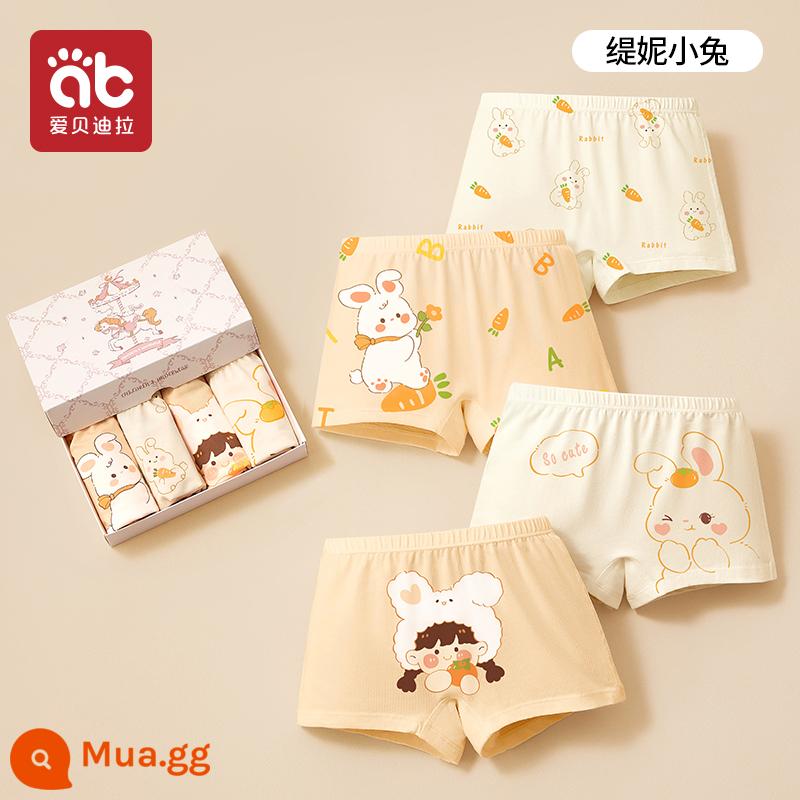 Quần lót trẻ em bé gái cotton boxer bé gái quần đùi cotton bốn góc mùa hè bé gái lớn bé không kẹp xì hơi - Gói Tiny Bunny-4