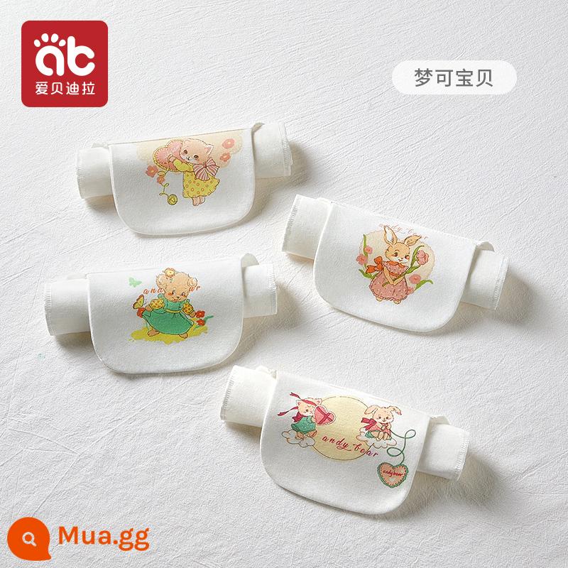 Khăn thấm mồ hôi cotton cho trẻ sơ sinh khăn thấm mồ hôi mẫu giáo bé tấm lót lưng full cotton khổ lớn thêu tên Hán bé trai bé gái - 4 gói chải kỹ loại A-Meng Kebao [6 lớp]