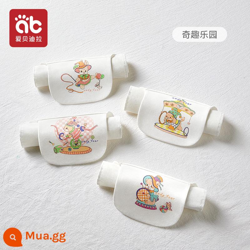 Khăn thấm mồ hôi cotton cho trẻ sơ sinh khăn thấm mồ hôi mẫu giáo bé tấm lót lưng full cotton khổ lớn thêu tên Hán bé trai bé gái - 4 gói chải kỹ loại A- Fantasy Paradise [tầng 6]