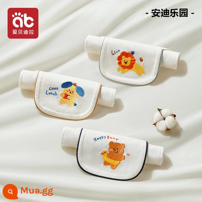 Khăn thấm mồ hôi cotton cho trẻ sơ sinh khăn thấm mồ hôi mẫu giáo bé tấm lót lưng full cotton khổ lớn thêu tên Hán bé trai bé gái - 3 bìa cứng [cạnh xe ướt một chiều - lực hút lớn xuân hè] Andy Paradise - 3 lớp