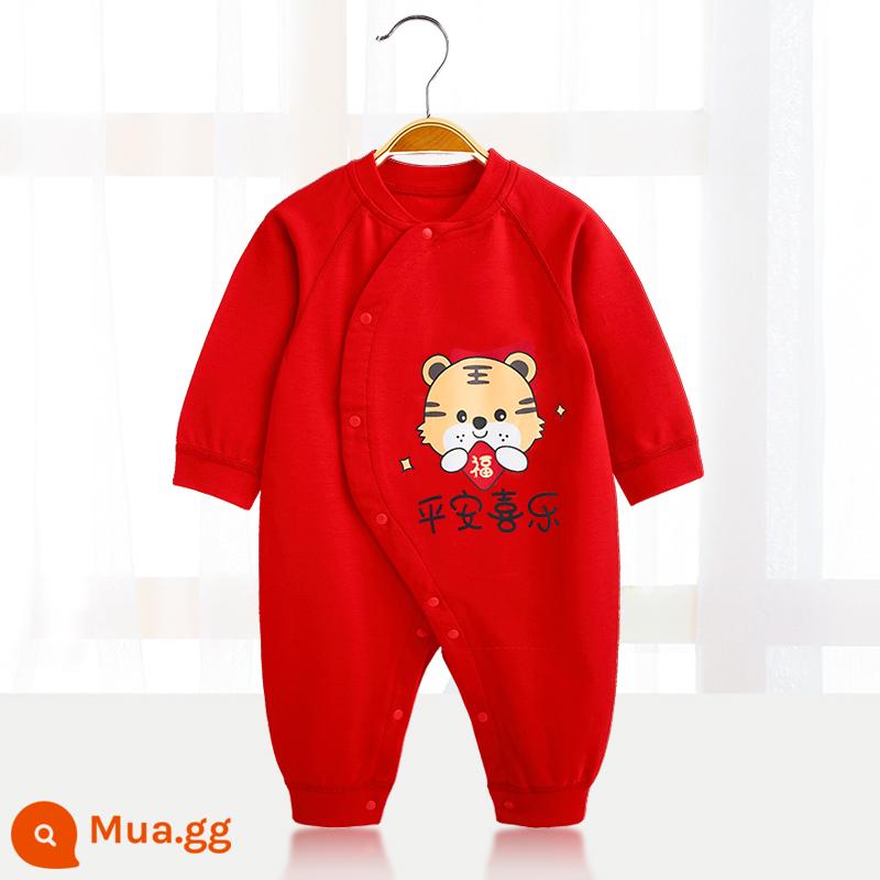 Áo liền quần cotton nguyên chất cho bé Quần áo năm mới quần áo trăng tròn sơ sinh áo liền quần lễ hội năm mới áo liền quần mùa xuân, thu đông - 〖Phong cách thông thường〗Hòa bình và hạnh phúc