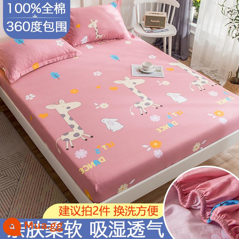 Túi vải cotton trải giường đơn mảnh vải phủ giường chống bụi dày Simmons vỏ bọc nệm bao gồm tất cả ga trải giường - Bột hươu Elf