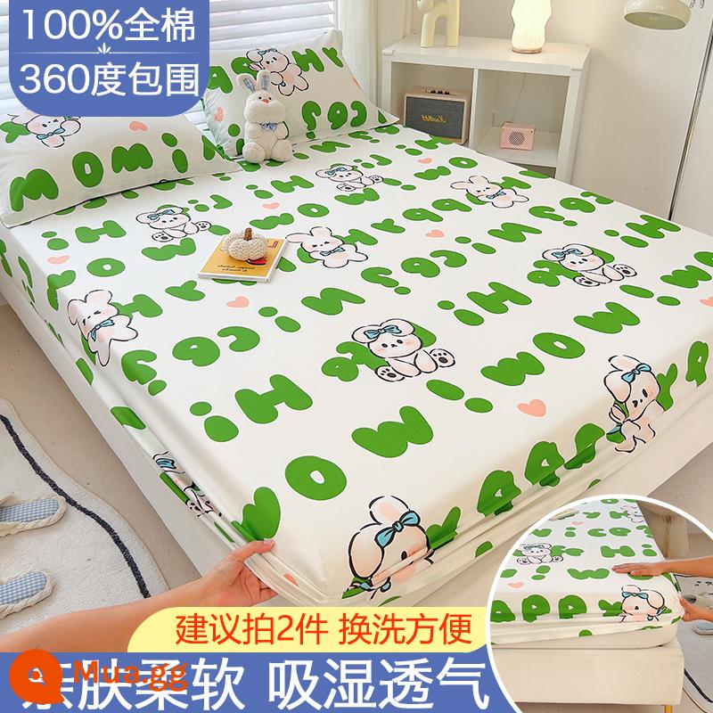 Túi vải cotton trải giường đơn mảnh vải phủ giường chống bụi dày Simmons vỏ bọc nệm bao gồm tất cả ga trải giường - Bảng chữ cái thỏ