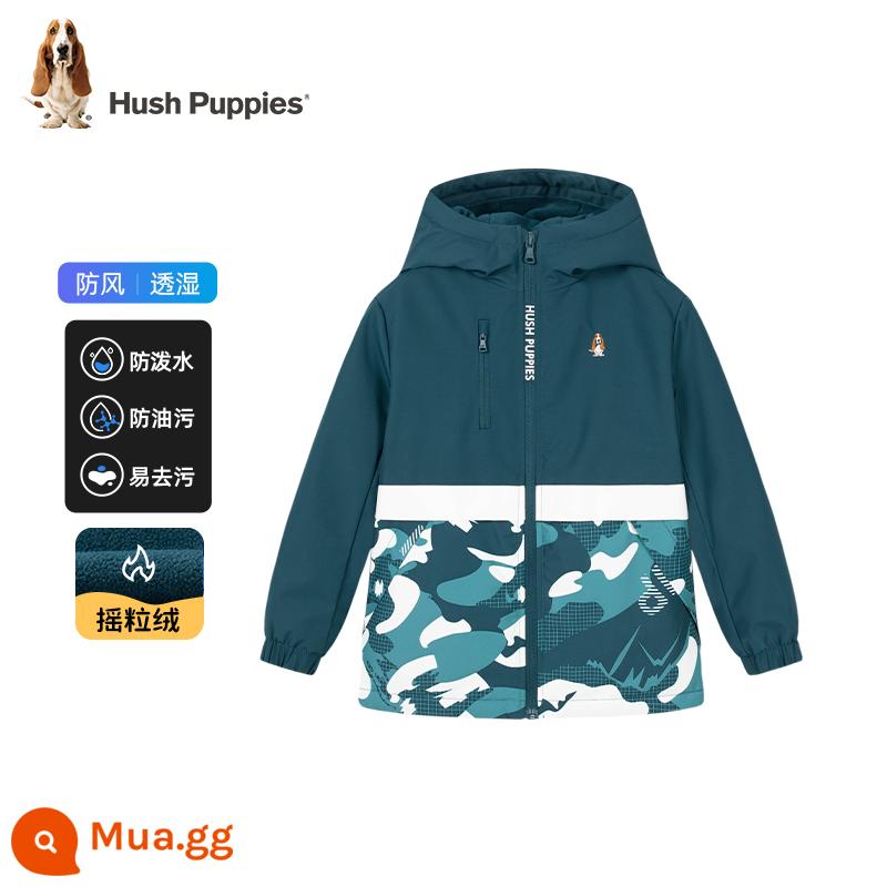 Hush Puppies quần áo trẻ em Áo khoác bé trai mùa thu đông mới lớn cho bé ba lớp áo khoác ấm áp trẻ em áo gió nhung - Màu xanh đêm huyền diệu [cộng với nhung] CC936