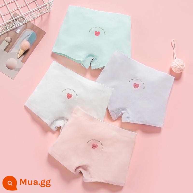 Quần lót bé gái boxer cotton nguyên chất không kẹp pp cotton tam giác bé trai bé gái quần short 100% 4 góc - Tình yêu ngọt ngào (Gói Model-4 nâng cấp kháng khuẩn không dấu vết-2023)